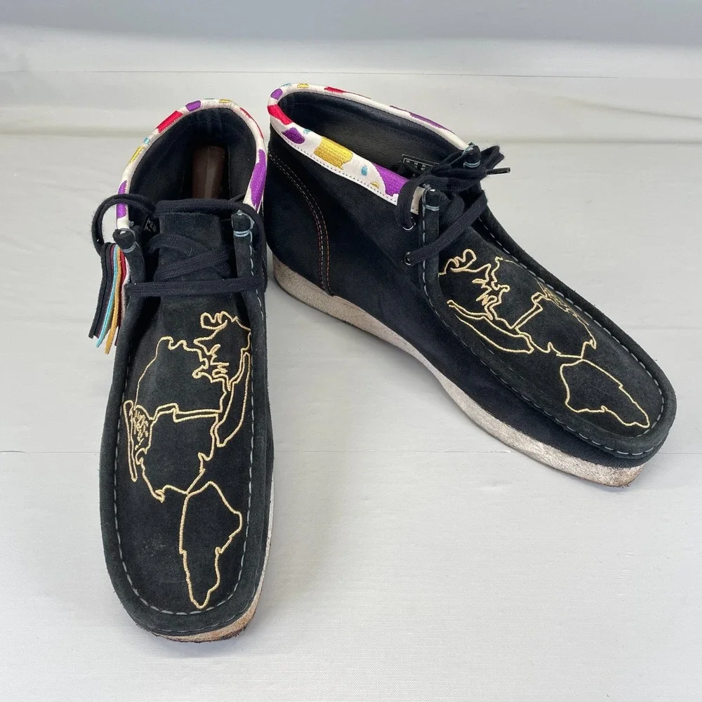 Clarks Originals One School NYC Wallabee Shoes Mens Size 10 M Black Suede Boots